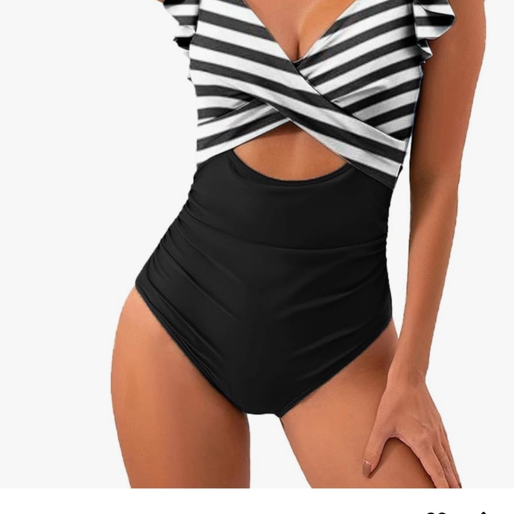 NWT Striped Black and White Swimsuit